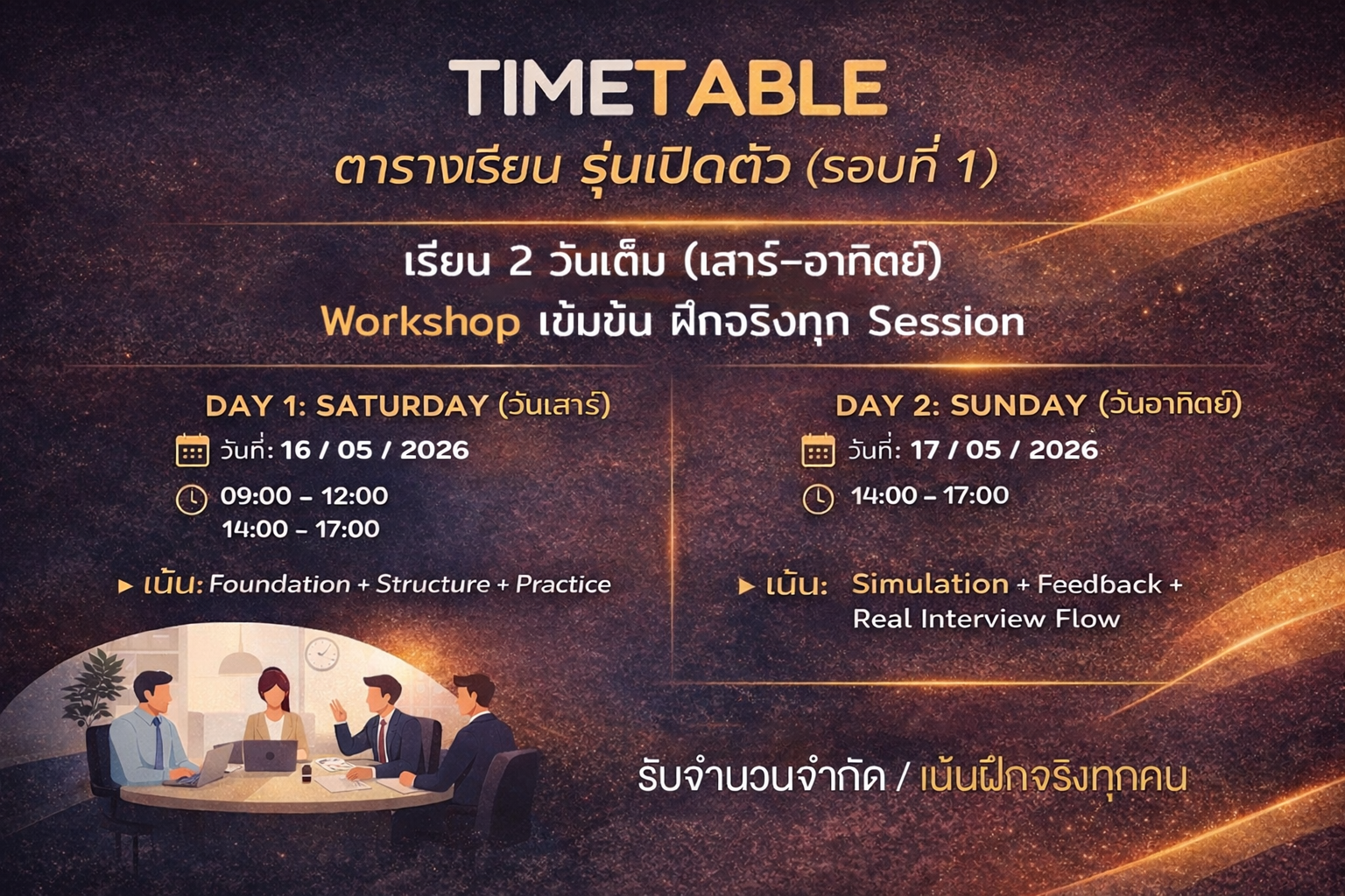 วัน และเวลาเรียน รอบที่ 1